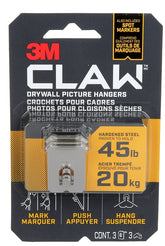 3M 3PH45M-3EF Picture Hanger, 45 lb, Steel, Drywall Mounting